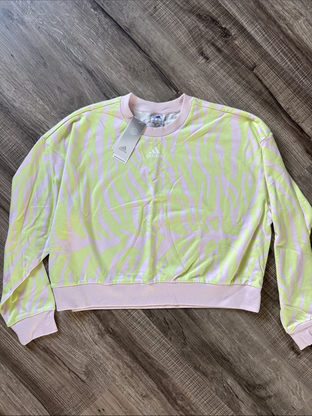 adidas Neon green & Light Pink Zebra Sweatshirt